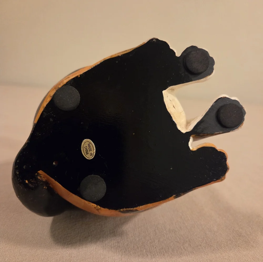 DISTRESSED WOODEN CALLICO CAT FIGURINE - Picture 6 of 7